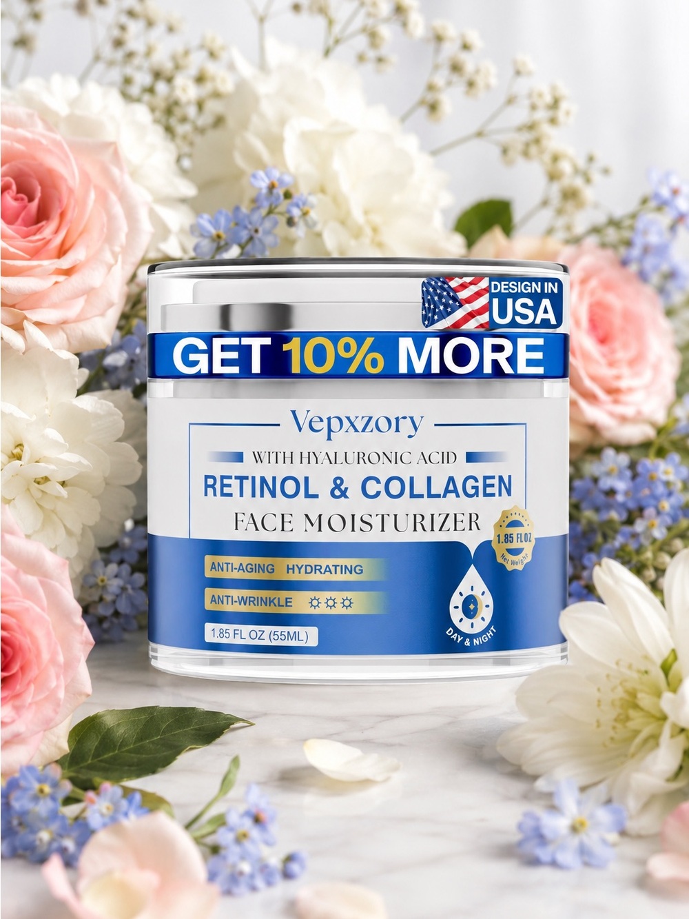Anti-Aging Moisturizer Face Cream with Retinol, Collagen & Hyaluronic Acid